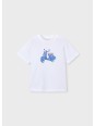 MAYORAL T-SHIRT BLUZKA KOSZULKA NA KRÓTKI RĘKAW DLA CHŁOPCA BIAŁA  WYTŁOCZONY MOTOR 3059/27