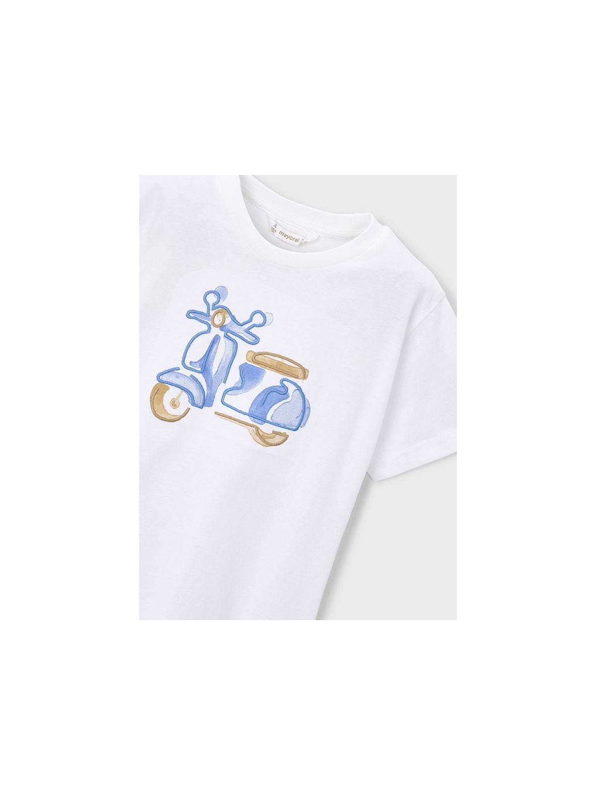 MAYORAL T-SHIRT BLUZKA KOSZULKA NA KRÓTKI RĘKAW DLA CHŁOPCA BIAŁA  MOTOR 3060/73