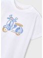 MAYORAL T-SHIRT BLUZKA KOSZULKA NA KRÓTKI RĘKAW DLA CHŁOPCA BIAŁA  MOTOR 3060/73