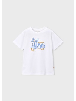 MAYORAL T-SHIRT BLUZKA KOSZULKA NA KRÓTKI RĘKAW DLA CHŁOPCA BIAŁA  MOTOR 3060/73