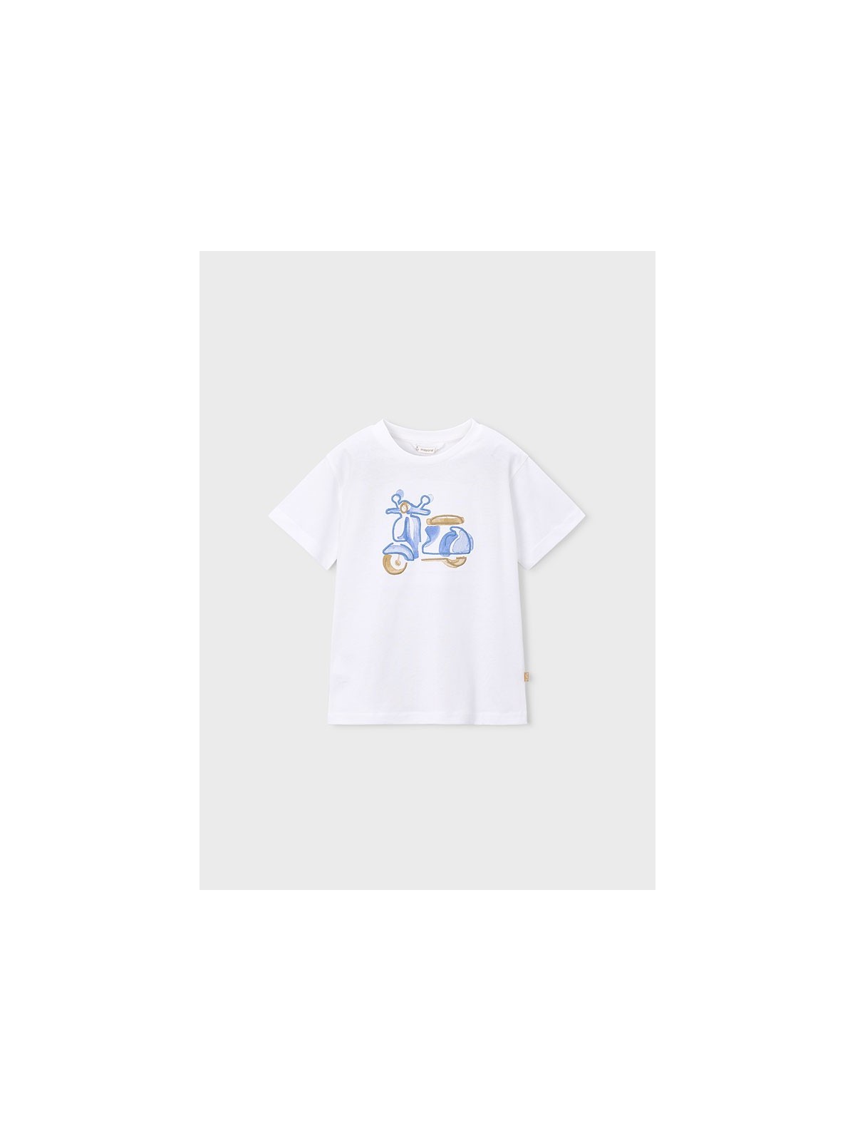 MAYORAL T-SHIRT BLUZKA KOSZULKA NA KRÓTKI RĘKAW DLA CHŁOPCA BIAŁA  MOTOR 3060/73