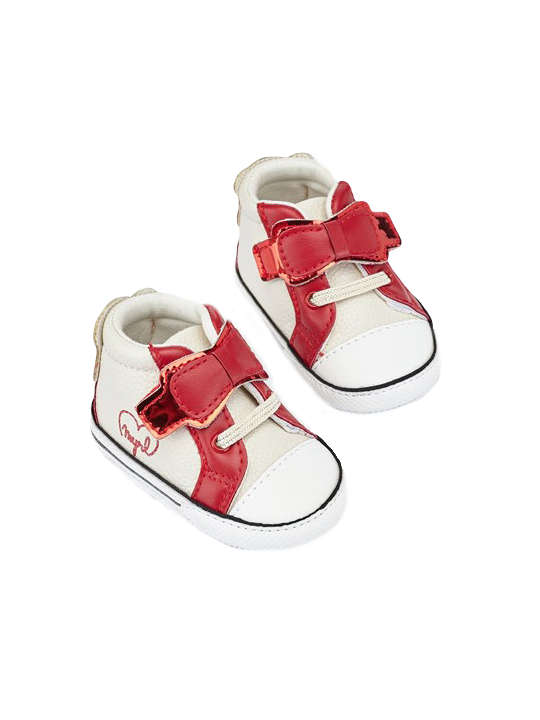 MAYORAL NEWBORN BUTY BUCIKI NIECHODKI KREM CZERWONY  9573/27