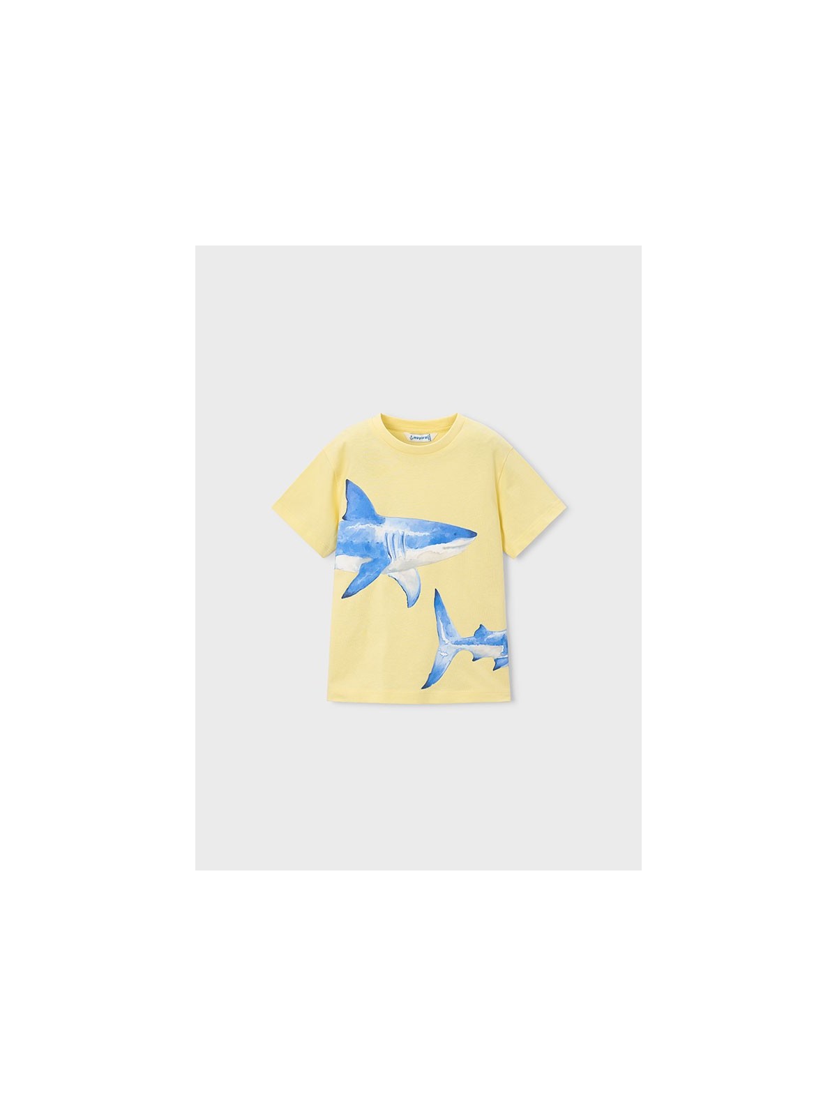 MAYORAL T-SHIRT BLUZKA KOSZULKA NA KRÓTKI RĘKAW DLA CHŁOPCA ŻÓŁTA W REKINY  3080/94