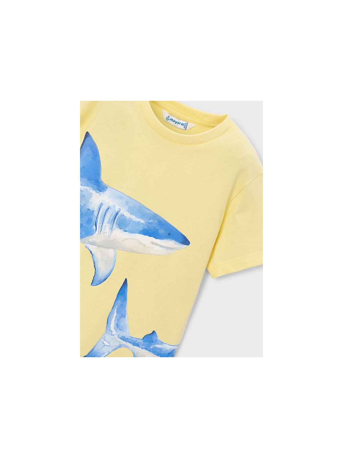 MAYORAL T-SHIRT BLUZKA KOSZULKA NA KRÓTKI RĘKAW DLA CHŁOPCA ŻÓŁTA W REKINY  3080/94