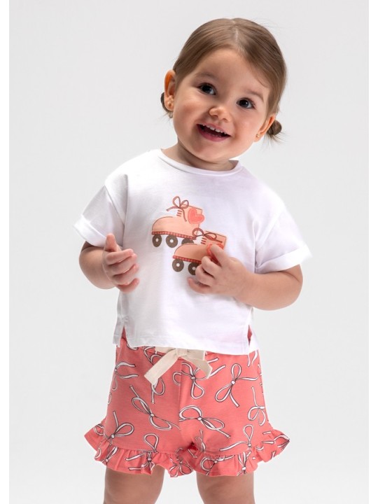 MAYORAL BABY KOMPLET LETNI DLA DZIEWCZYNKI BLUZKA  PLUS SPODENKI  W KOKARDKI 1205/48