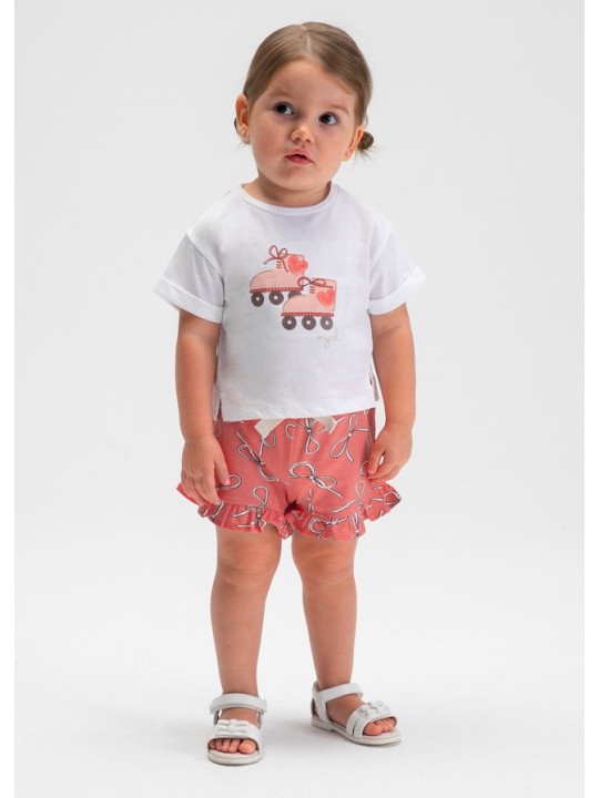 MAYORAL BABY KOMPLET LETNI DLA DZIEWCZYNKI BLUZKA  PLUS SPODENKI  W KOKARDKI 1205/48