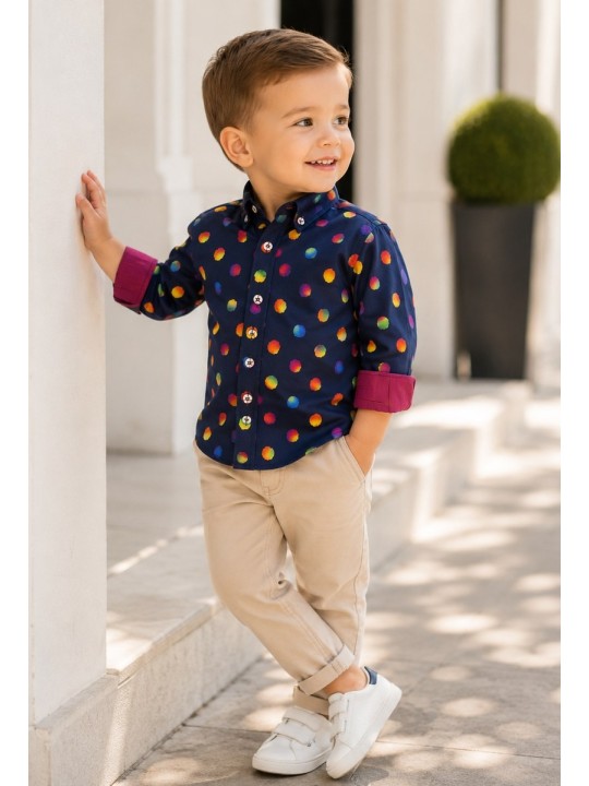 GIOVANNI PERA KOSZULA KOLOROWA  TATA SYN GPKROPKI