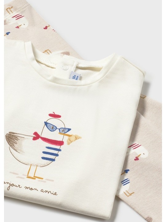 MAYORAL BABY KOMPLET DLA DZIEWCZYNKI BLUZA ROZPINANA BIAŁA KOSZULKA LEGINSY  1749/97
