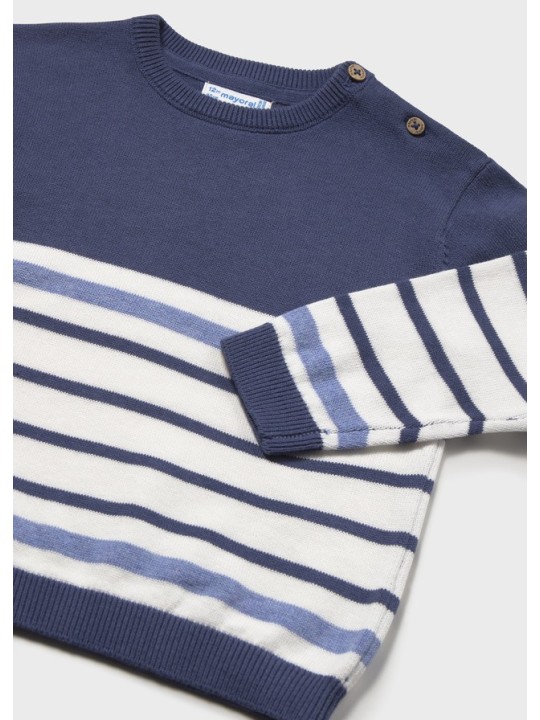 MAYORAL BABY SWETER DLA CHŁOPCA W BIAŁO NIEBIESKIE PSKI 1309/72