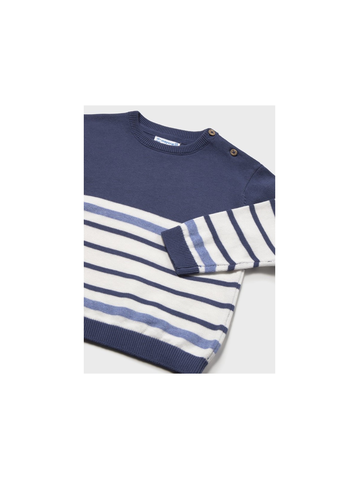 MAYORAL BABY SWETER DLA CHŁOPCA W BIAŁO NIEBIESKIE PSKI 1309/72