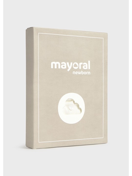 MAYORAL NEWBORN  KOMPLET BLUZKA SPODENKI BEŻOWE BIAŁA BLUZECZKA I SWETEREK 1507/85