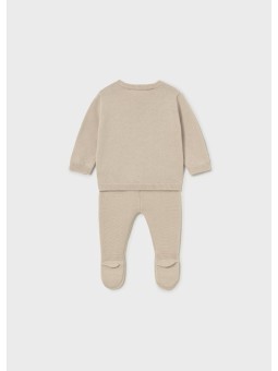 MAYORAL NEWBORN  KOMPLET DZIANINOWY BLUZKA SPODNIE BEŻ 1502/72