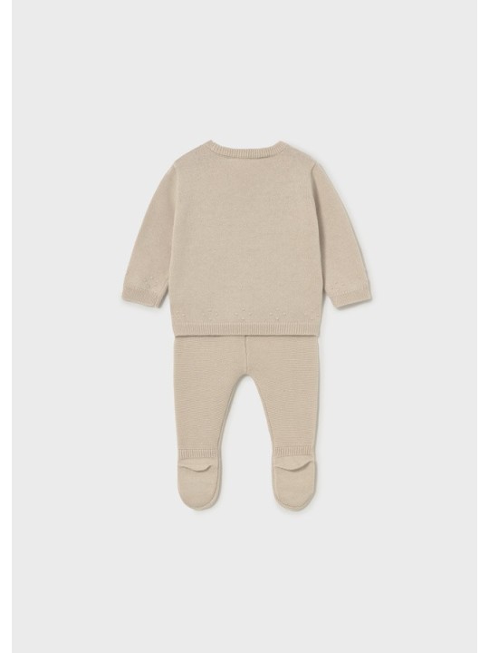MAYORAL NEWBORN  KOMPLET DZIANINOWY BLUZKA SPODNIE BEŻ 1502/72