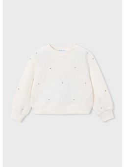 MAYORAL BLUZA  DLA DZIEWCZYNKI KREOMOWA Z KRYSZTAŁKAMI 4408/85