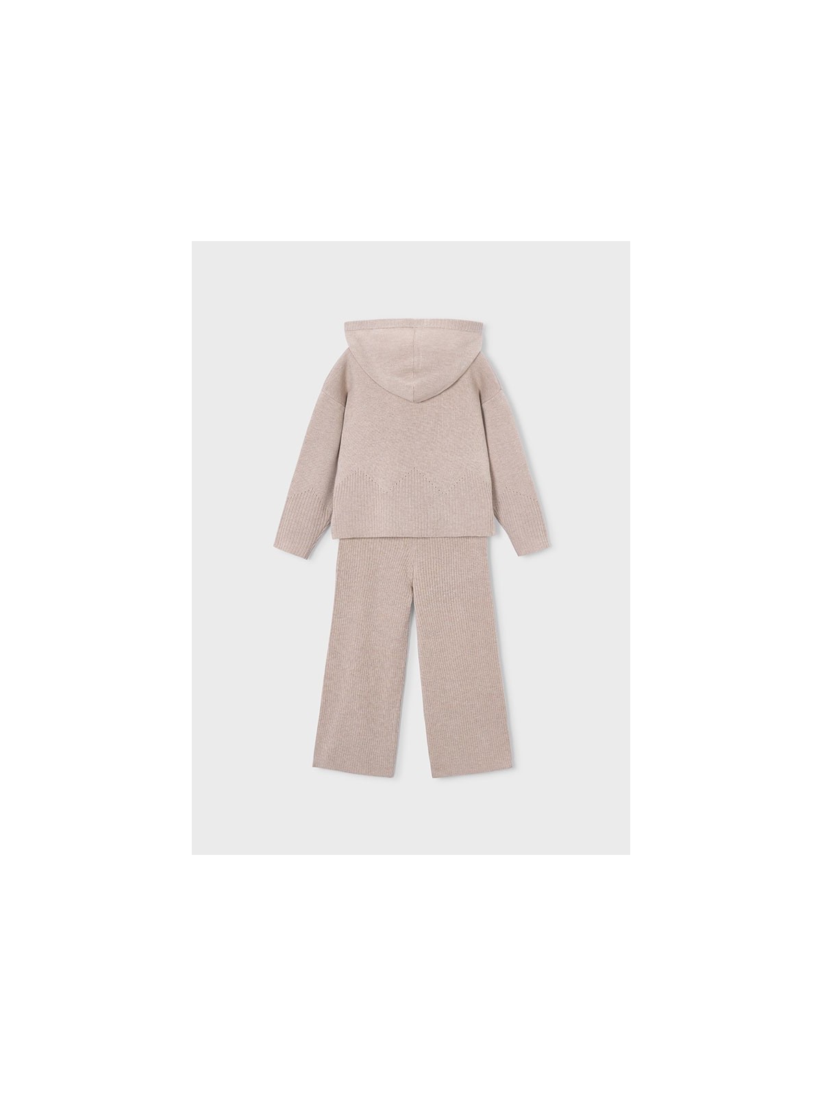MAYORAL KOMPLET BLUZA SWETER Z KAPTUREM SPODNIE SZEROKIE DZIANINA JASNY BEŻ 4529/89