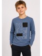 KOSZULKA BLUZKA LONGSLEEVE DLA CHŁOPCA NIEBIESKI BY-GRI