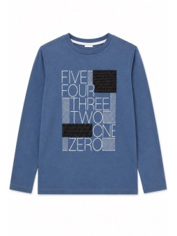 KOSZULKA BLUZKA LONGSLEEVE DLA CHŁOPCA NIEBIESKI BY-GRI