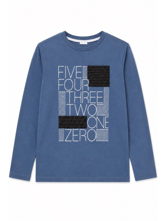KOSZULKA BLUZKA LONGSLEEVE DLA CHŁOPCA NIEBIESKI BY-GRI