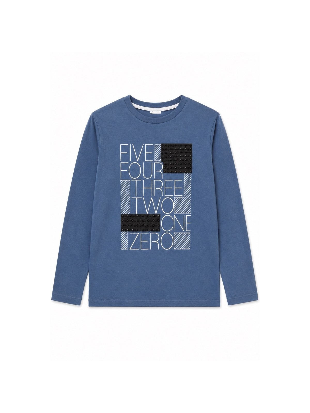 KOSZULKA BLUZKA LONGSLEEVE DLA CHŁOPCA NIEBIESKI BY-GRI