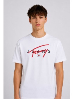 TOMMY JEANS  T-SHIRT BLUZKA KOSZULKA NA KRÓTKI RĘKAW BIAŁA Z LOGO DM0DM19683-YBR
