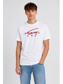 TOMMY JEANS  T-SHIRT BLUZKA KOSZULKA NA KRÓTKI RĘKAW BIAŁA Z LOGO DM0DM19683-YBR