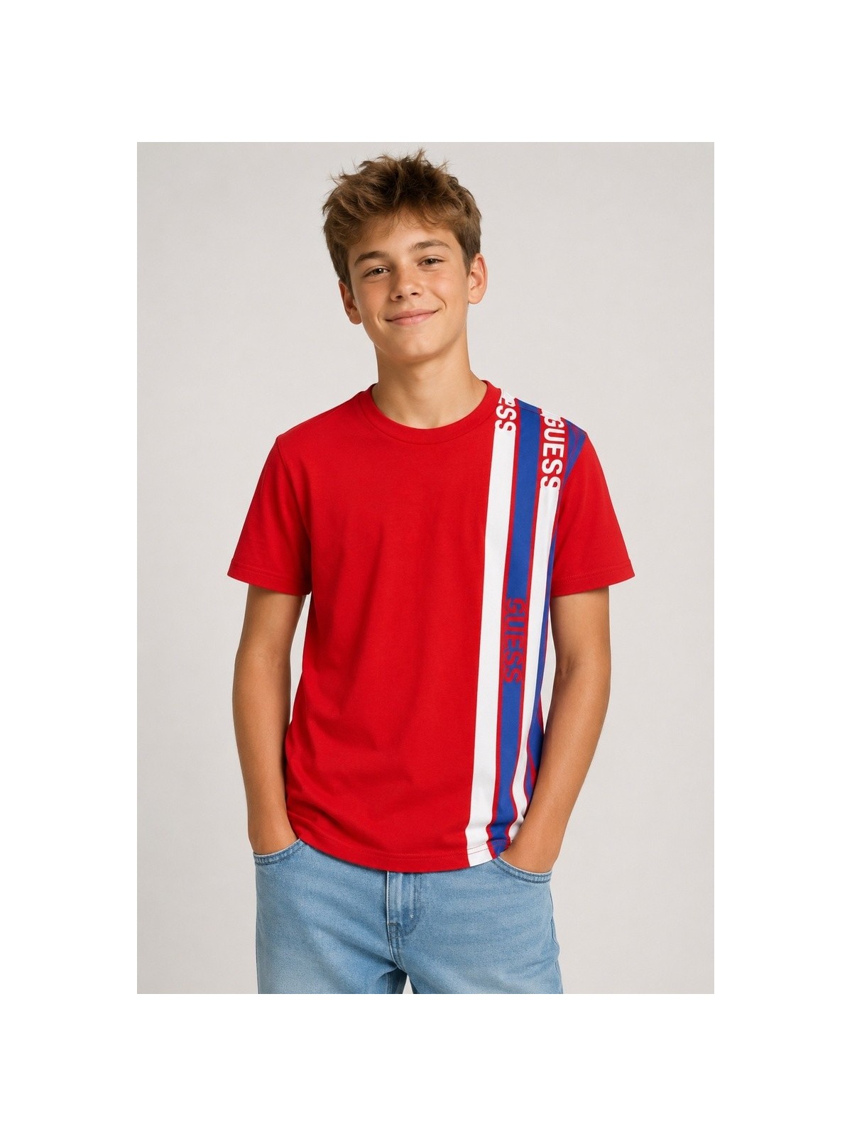 GUESS T-SHIRT BLUZKA KOSZULKA NA KRÓTKI RĘKAW DLA CHŁOPCA CZERWONA L2RI31K8HM0-TLDR