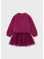 MAYORAL KOMPLET BLUZA PLUS SPÓDNICZKA BORDOWY  Z KOKARDKAMI 4934/60