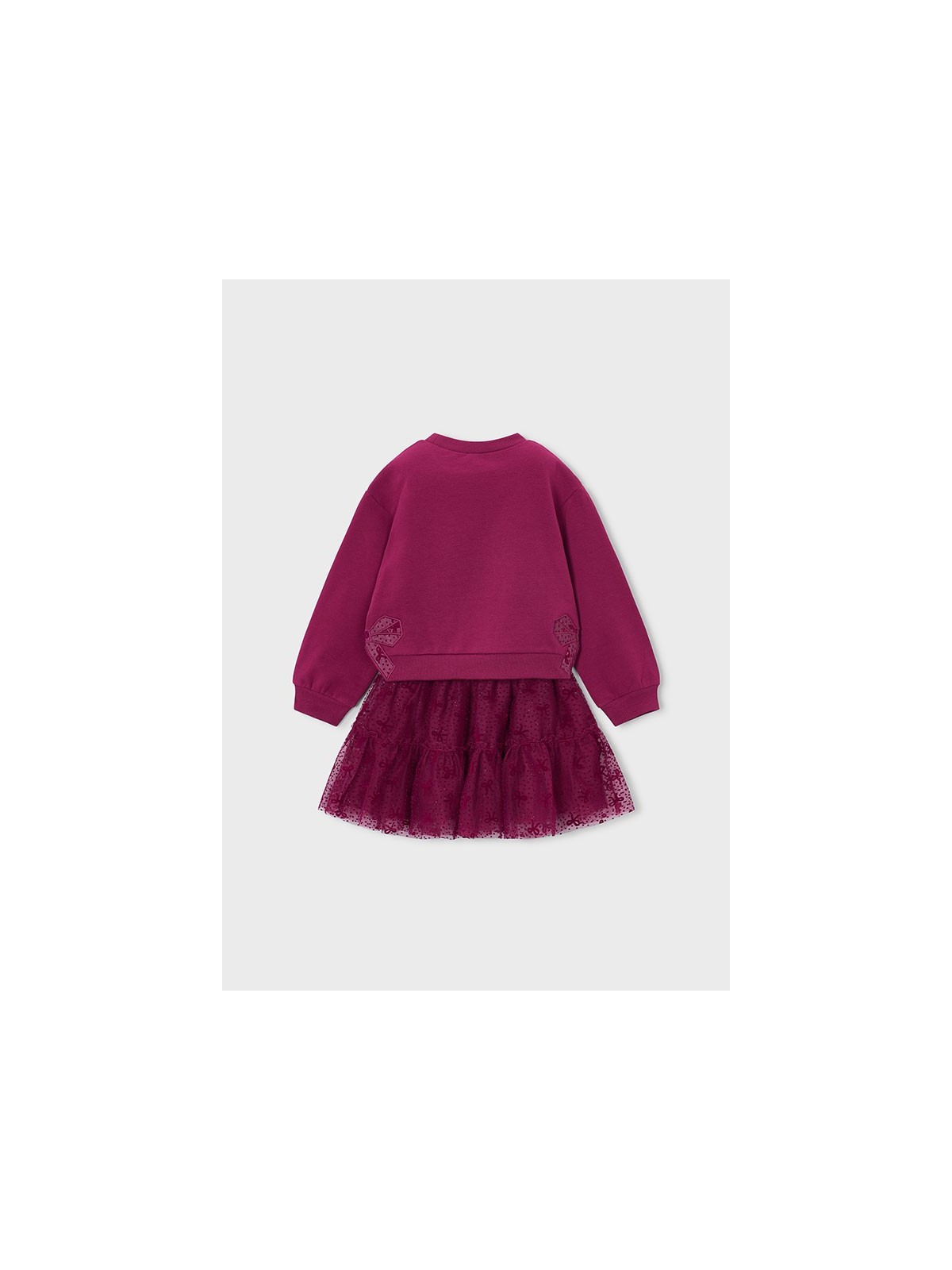 MAYORAL KOMPLET BLUZA PLUS SPÓDNICZKA BORDOWY  Z KOKARDKAMI 4934/60