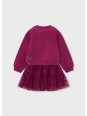 MAYORAL KOMPLET BLUZA PLUS SPÓDNICZKA BORDOWY  Z KOKARDKAMI 4934/60