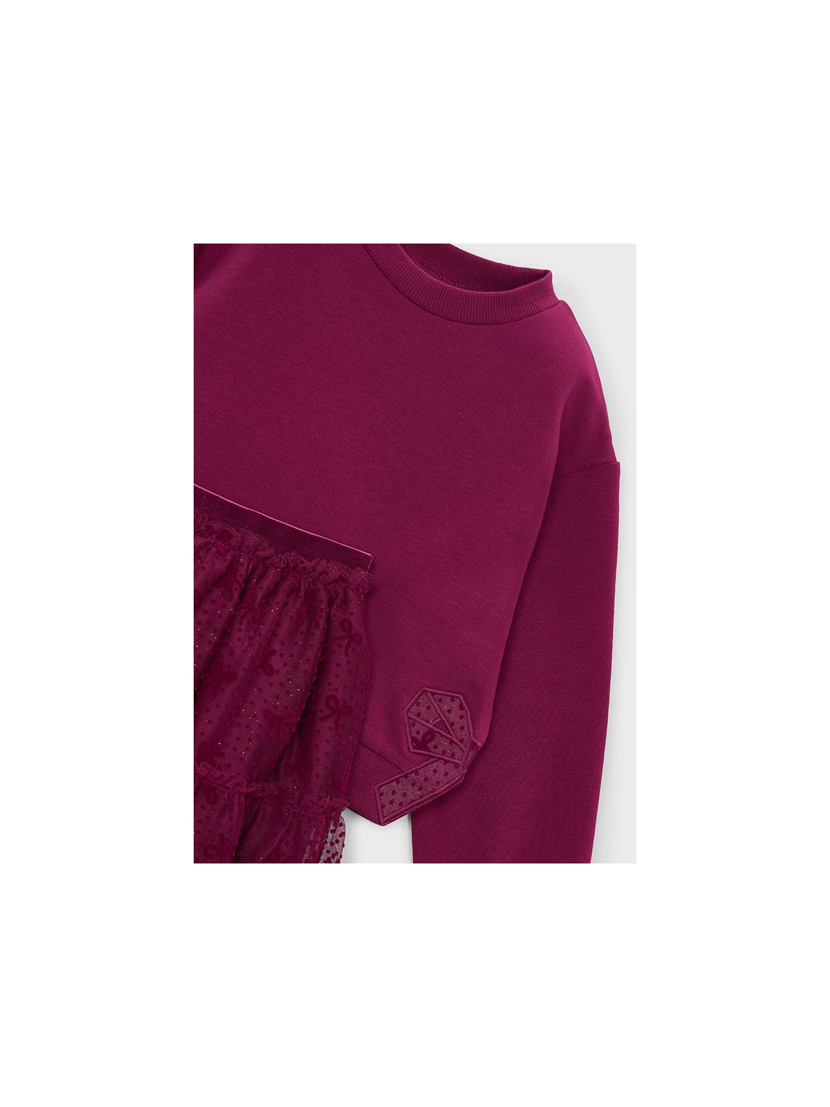 MAYORAL KOMPLET BLUZA PLUS SPÓDNICZKA BORDOWY  Z KOKARDKAMI 4934/60