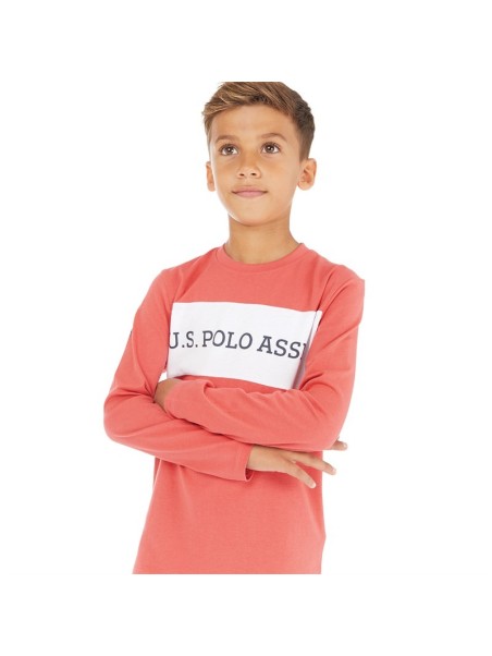 U.S.POLO ASSN T-SHIRT BLUZKA KOSZULKA NA DŁUGI RĘKAW DLA CHŁOPCA USP0388-346-T156