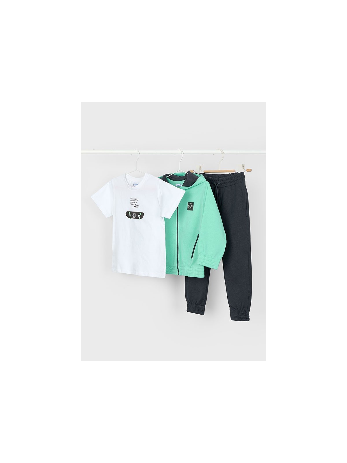 MAYORAL DRES KOMPLET BLUZA ROZPINANA PLUS KOSZULKA I SPODNIE 3881/48