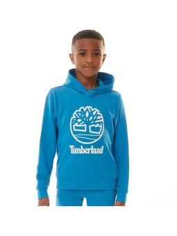 TIMBERLAND BLUZA Z KAPTUREM DLA CHŁOPCA Z NIEBIESKA Z BIAŁYM LOGO T60382/83E