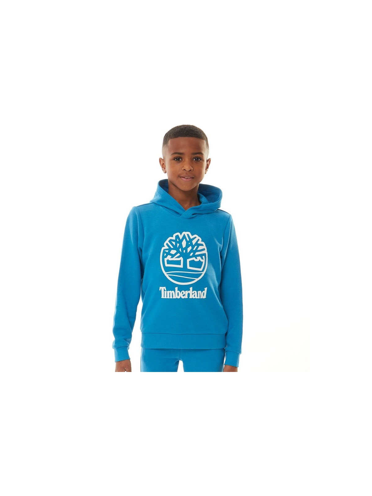 TIMBERLAND BLUZA Z KAPTUREM DLA CHŁOPCA Z NIEBIESKA Z BIAŁYM LOGO T60382/83E