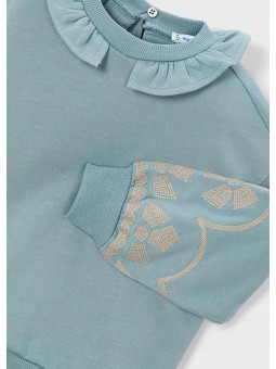 MAYORAL BLUZA DLA DZIEWCZYNKI HAFTY ZIELONY 4430/31