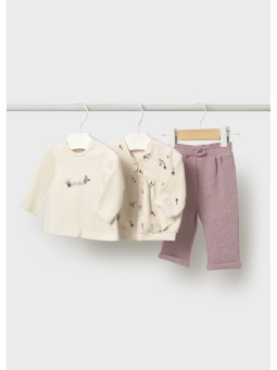 MAYORAL NEWBORN KOMPLET DLA DZIEWCZYNKI BLUZA ROZPINANA  KOSZULKA SPODNIE  2606/45