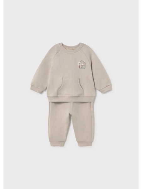 MAYORAL NEWBORN KOMPLET DRES DLA NIEMOWLĘCIA BEŻOWY Z NADRUKIEM 2607/20
