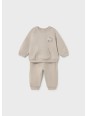 MAYORAL NEWBORN KOMPLET DRES DLA NIEMOWLĘCIA BEŻOWY Z NADRUKIEM 2607/20