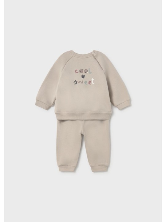 MAYORAL NEWBORN KOMPLET DRES DLA NIEMOWLĘCIA BEŻOWY Z NADRUKIEM 2607/20