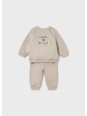 MAYORAL NEWBORN KOMPLET DRES DLA NIEMOWLĘCIA BEŻOWY Z NADRUKIEM 2607/20