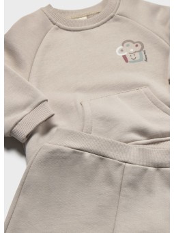 MAYORAL NEWBORN KOMPLET DRES DLA NIEMOWLĘCIA BEŻOWY Z NADRUKIEM 2607/20