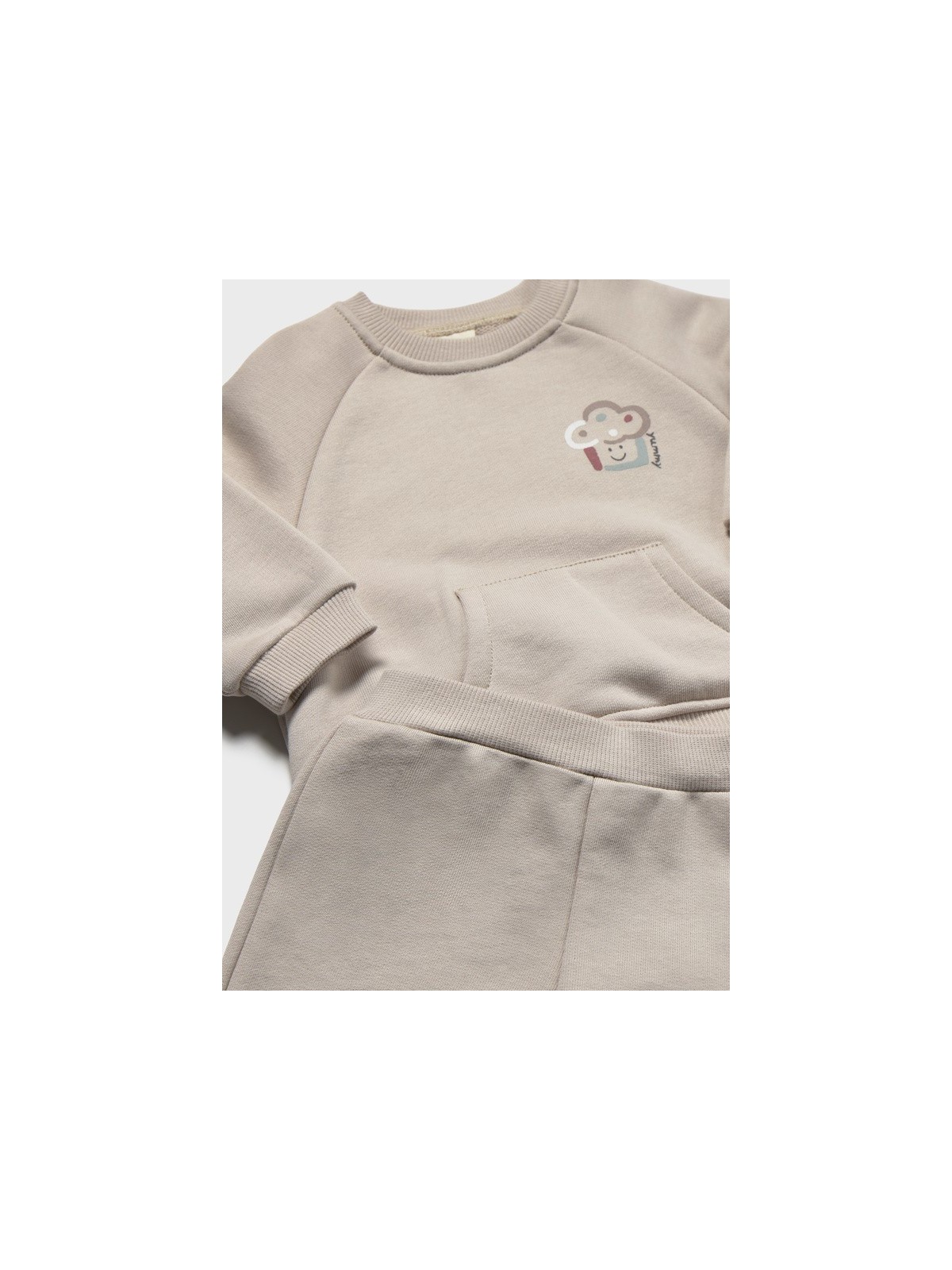 MAYORAL NEWBORN KOMPLET DRES DLA NIEMOWLĘCIA BEŻOWY Z NADRUKIEM 2607/20