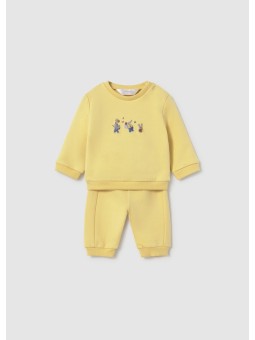 MAYORAL NEWBORN KOMPLET DLA CHŁOPCA ŻÓŁTA BLUZA Z HAFTEM PLUS ŻÓŁTE SPODNIE DRESOWE 2666/36