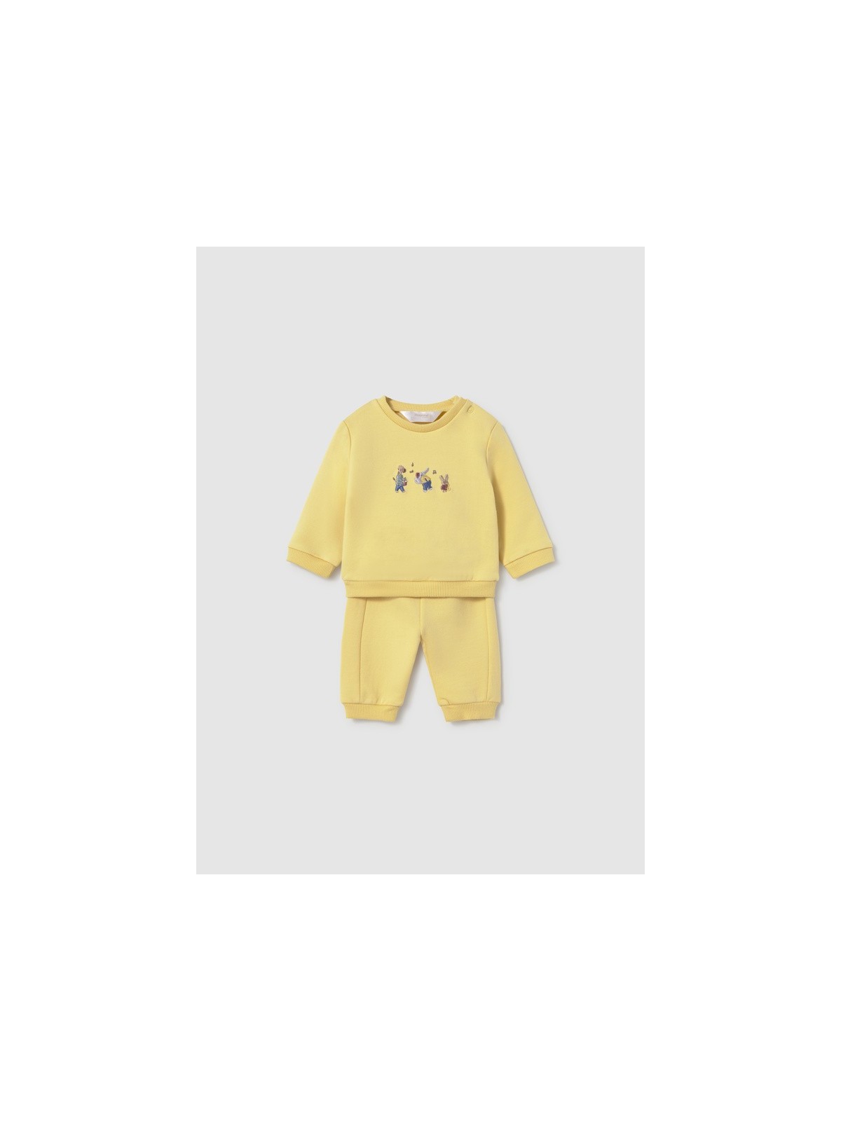MAYORAL NEWBORN KOMPLET DLA CHŁOPCA ŻÓŁTA BLUZA Z HAFTEM PLUS ŻÓŁTE SPODNIE DRESOWE 2666/36