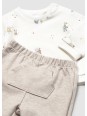 MAYORAL NEWBORN KOMPLET DLA CHŁOPCA BLUZA KREMOWA W NADRUKI PLUS BEŻOWE SPODNIE DRESOWE 2666/36