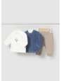 MAYORAL NEWBORN KOMPLET BLUZA ROZPINANA KOSZULKA Z DŁUGIM RĘKAWEM PLUS BEŻOWE SPODNIE 2667/41