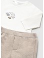 MAYORAL NEWBORN KOMPLET BLUZA ROZPINANA KOSZULKA Z DŁUGIM RĘKAWEM PLUS BEŻOWE SPODNIE 2667/41