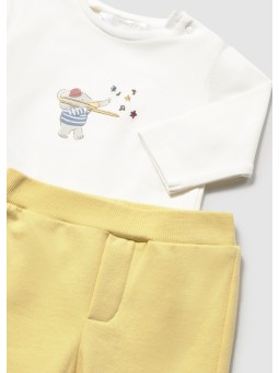 MAYORAL NEWBORN KOMPLET BLUZA ROZPINANA KOSZULKA Z DŁUGIM RĘKAWEM PLUS ŻÓŁTE SPODNIE 2667/41