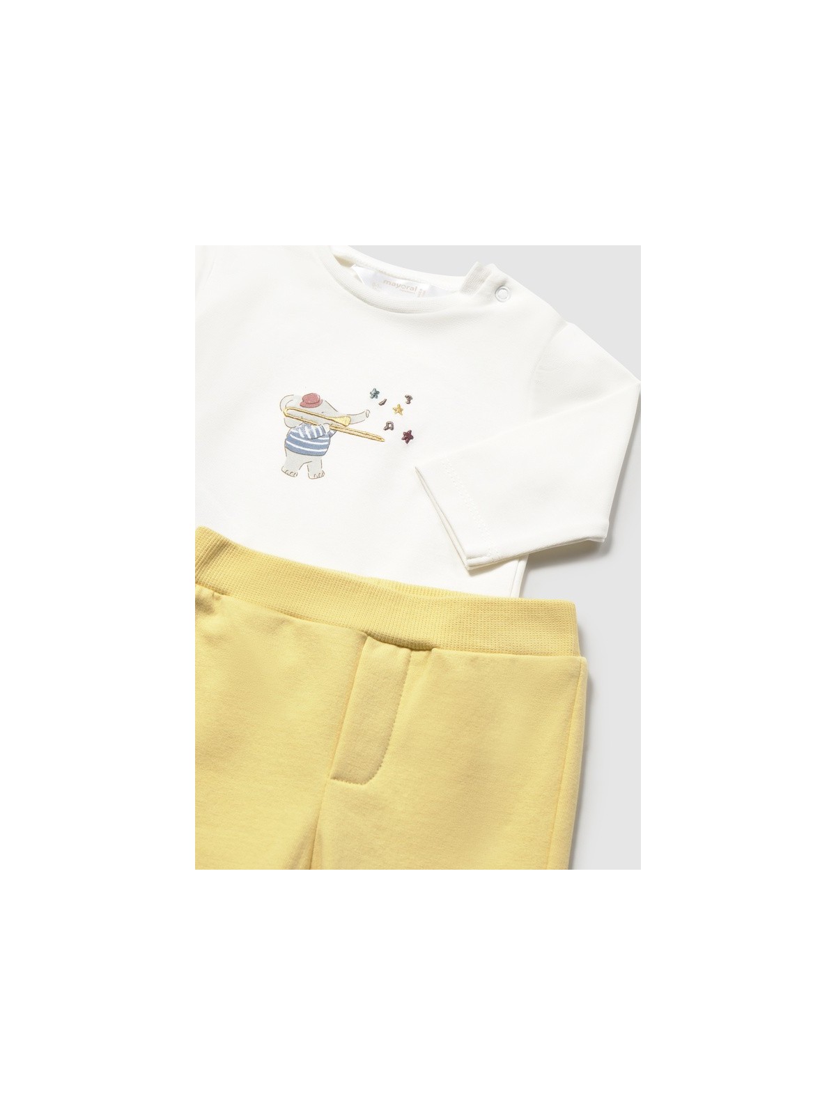 MAYORAL NEWBORN KOMPLET BLUZA ROZPINANA KOSZULKA Z DŁUGIM RĘKAWEM PLUS ŻÓŁTE SPODNIE 2667/41