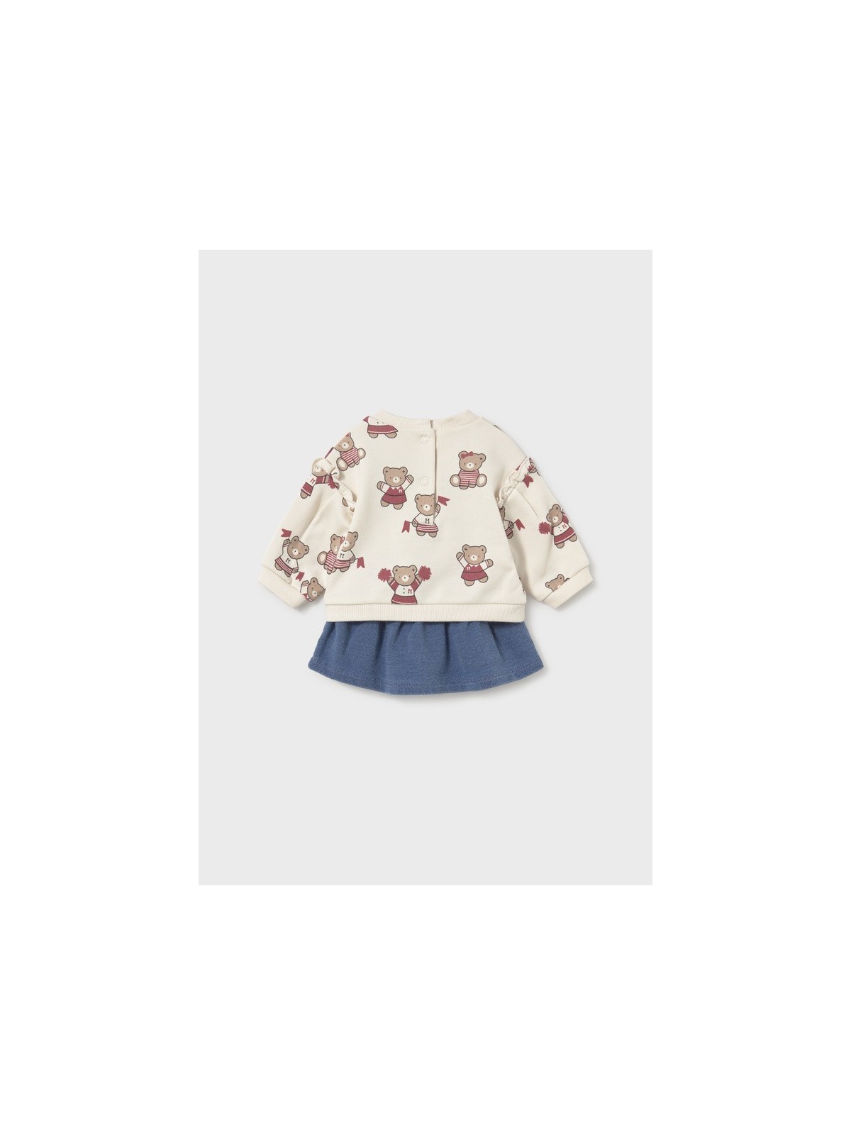 MAYORAL NEWBORN KOMPLET BLUZA KREMOWA W MISIE PLUS SPÓDNICZKA NIEBIESKA 2674
